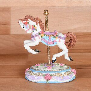 Vintage Mini Carousel Horse with brass post.